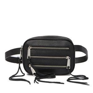 NWT $195 Rebecca Minkoff 3 Zip Black Leather Belt Bag!